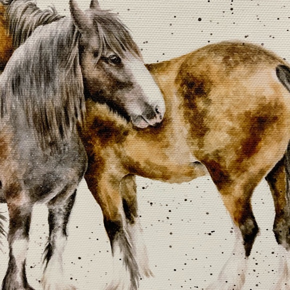 Watercolor Horses Canvas Art - Brown & Gray 8“ x 8“. horse painting, horse decor - Picture 4 of 4